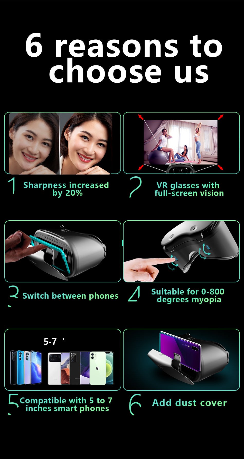 Casco de realidad virtual 3D para smartphones iPhone Android