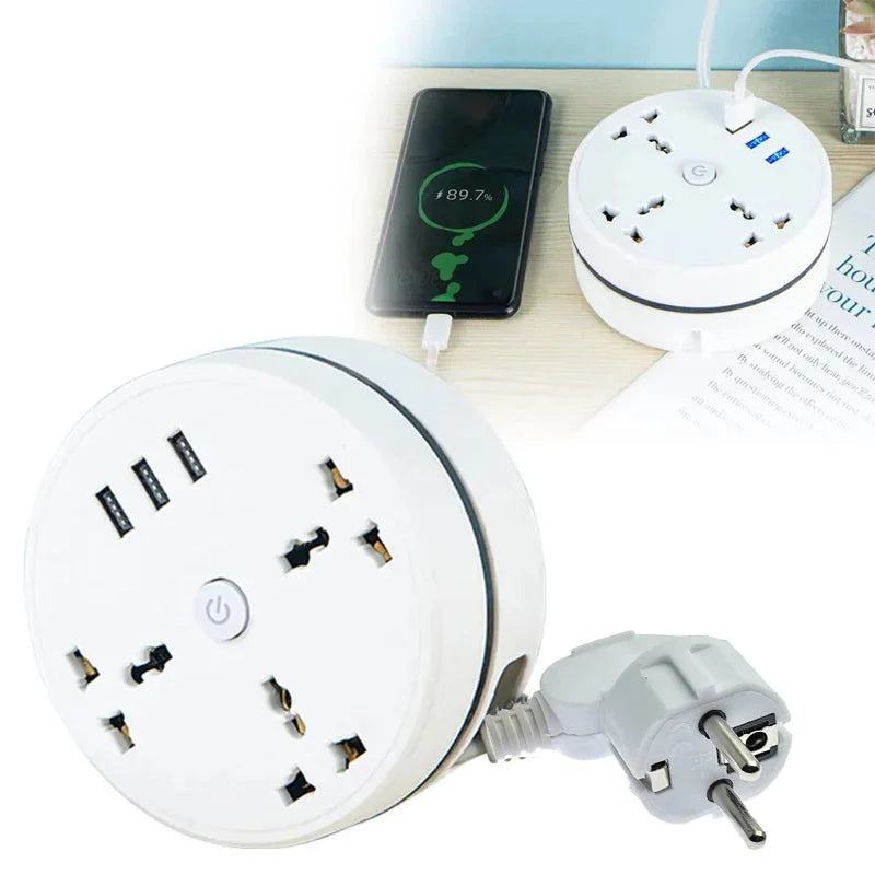 EU Plug AC outlet smart home power strip with multiple AC outlets and fast charging USB ports in compact design