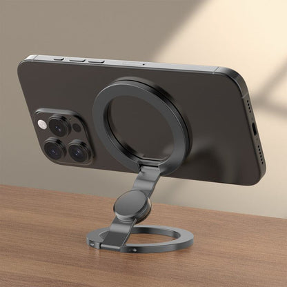 Double-sided magnetic zinc alloy phone holder with foldable design and strong magnetic force