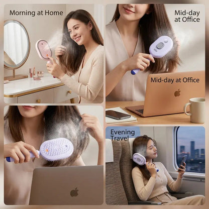 【Fathersdaygift】Multi-Function Hair Mist Spray Comb - Portable Detangling Brush with Fine Mist Nozzle, Refillable with Water, Leave-In Conditioner or Essential Oil, Suitable for All Hair Types