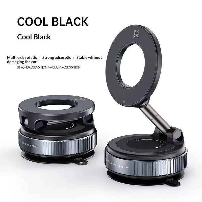 Black vacuum suction cup car magnetic mount for vehicles with anti-shake plastic bracket
