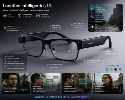 Lunettes IA Sport étanches avec assistant intelligent et capture vidéo HD